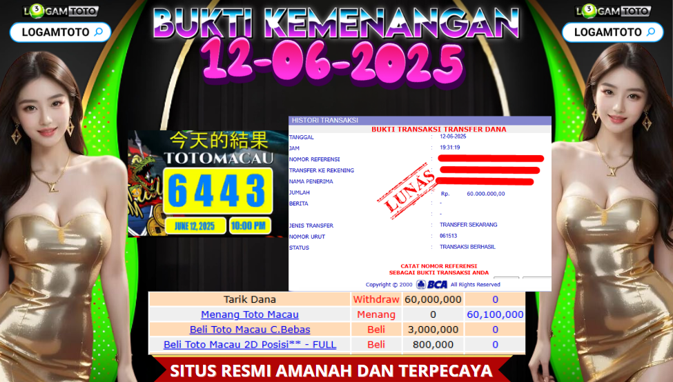 SELAMAT KEPADA MEMBER SETIA LOGAMTOTO BERHASIL NEBAK ANGKA TOGEL JITU DI PASARAN TOTO MACAU POOLS